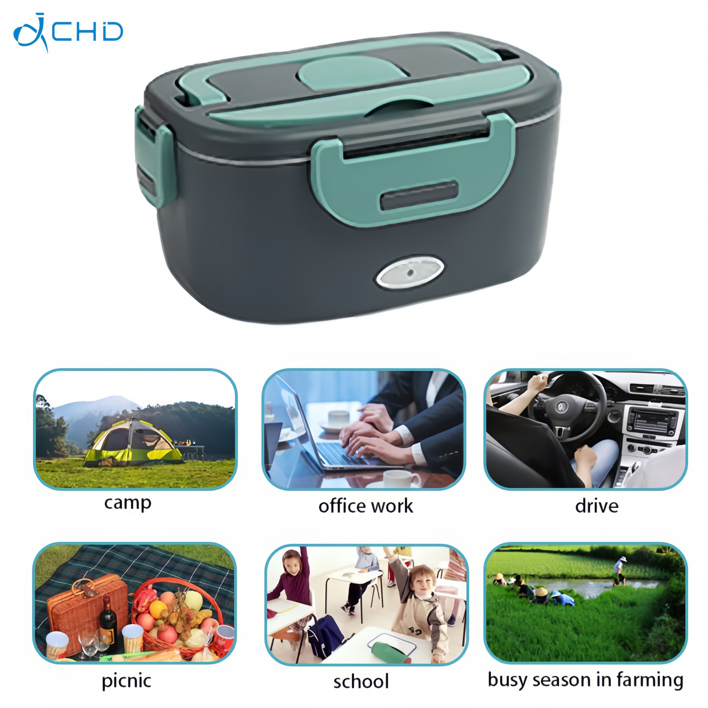 Leak proof electric lunch box heater keeping food secure during travel and commuting