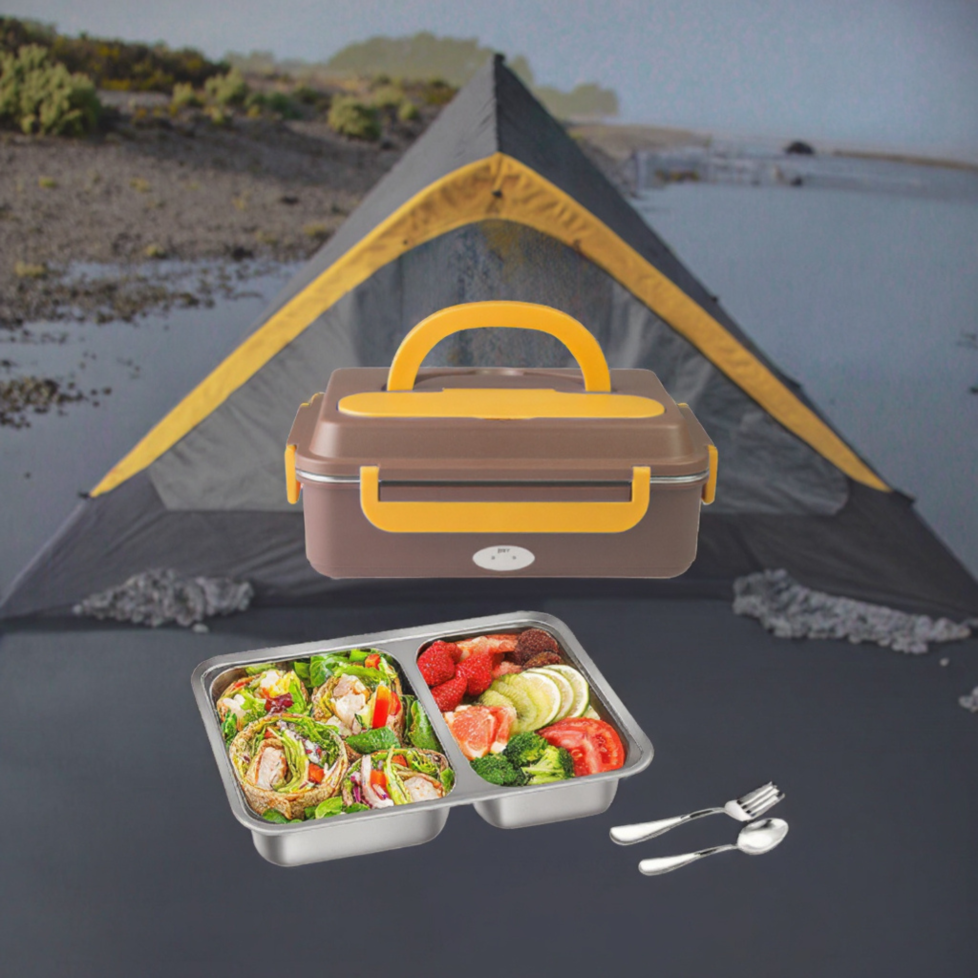 Stainless steel electric food warmer lunch box for travel and work
