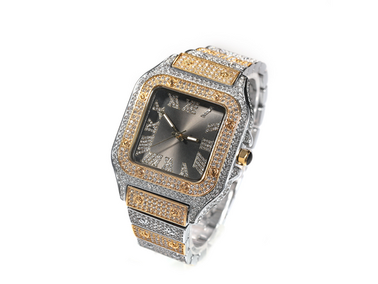 UWIN Two Tone Luxury Watch – Men & Women’s Square Dial Iced Out Style