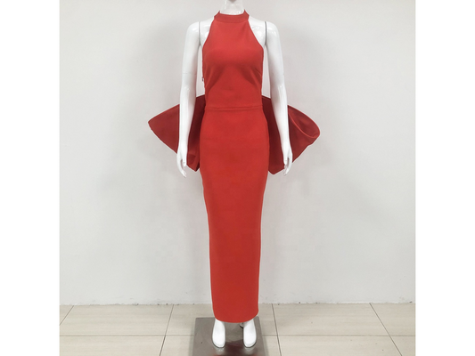 Custom Red Black Backless Bow Casual Club Dress – Elegant Sexy Red Maxi Dress for Women 2025