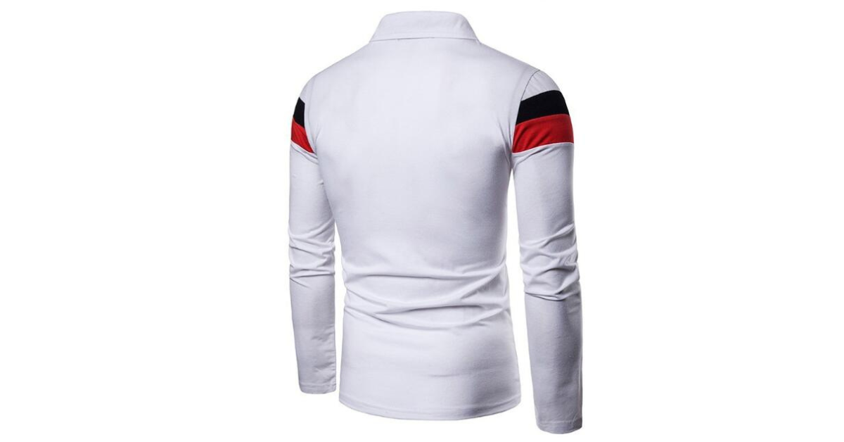 Men’s Slim Fit Polo Shirt – Classic Long Sleeve Patchwork