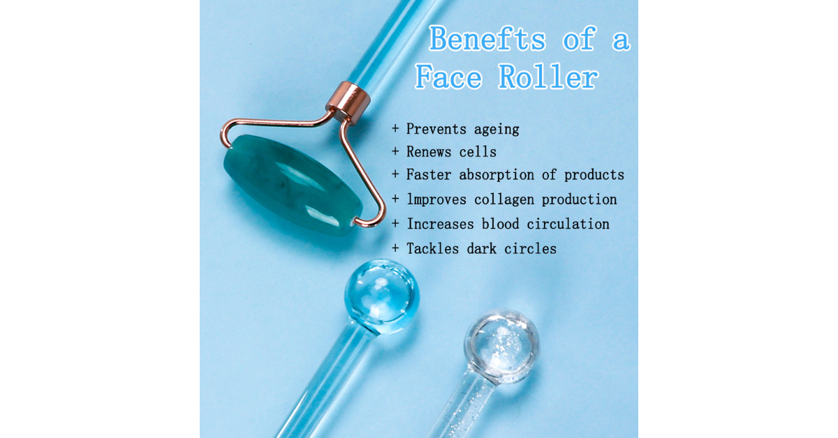 Facial roller with emerald jade globes
