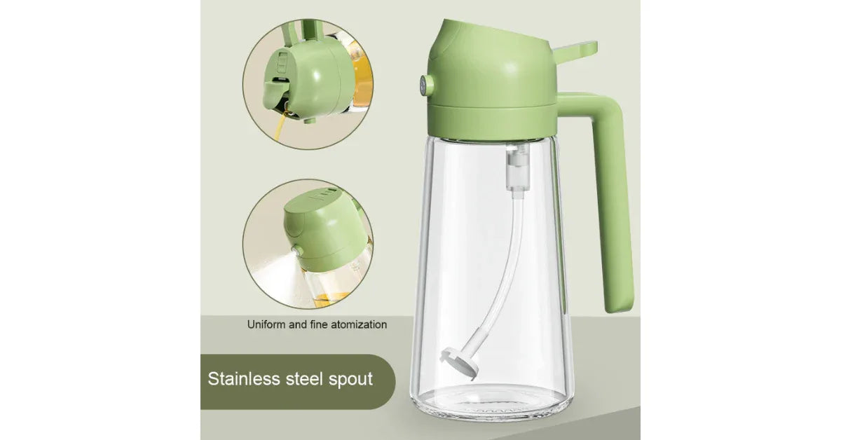 2-in-1 Olive Oil Dispenser Bottle & Glass Oil Sprayer 470ml/600ml – Premium Leak-Proof Kitchen Tool - vitaliqa