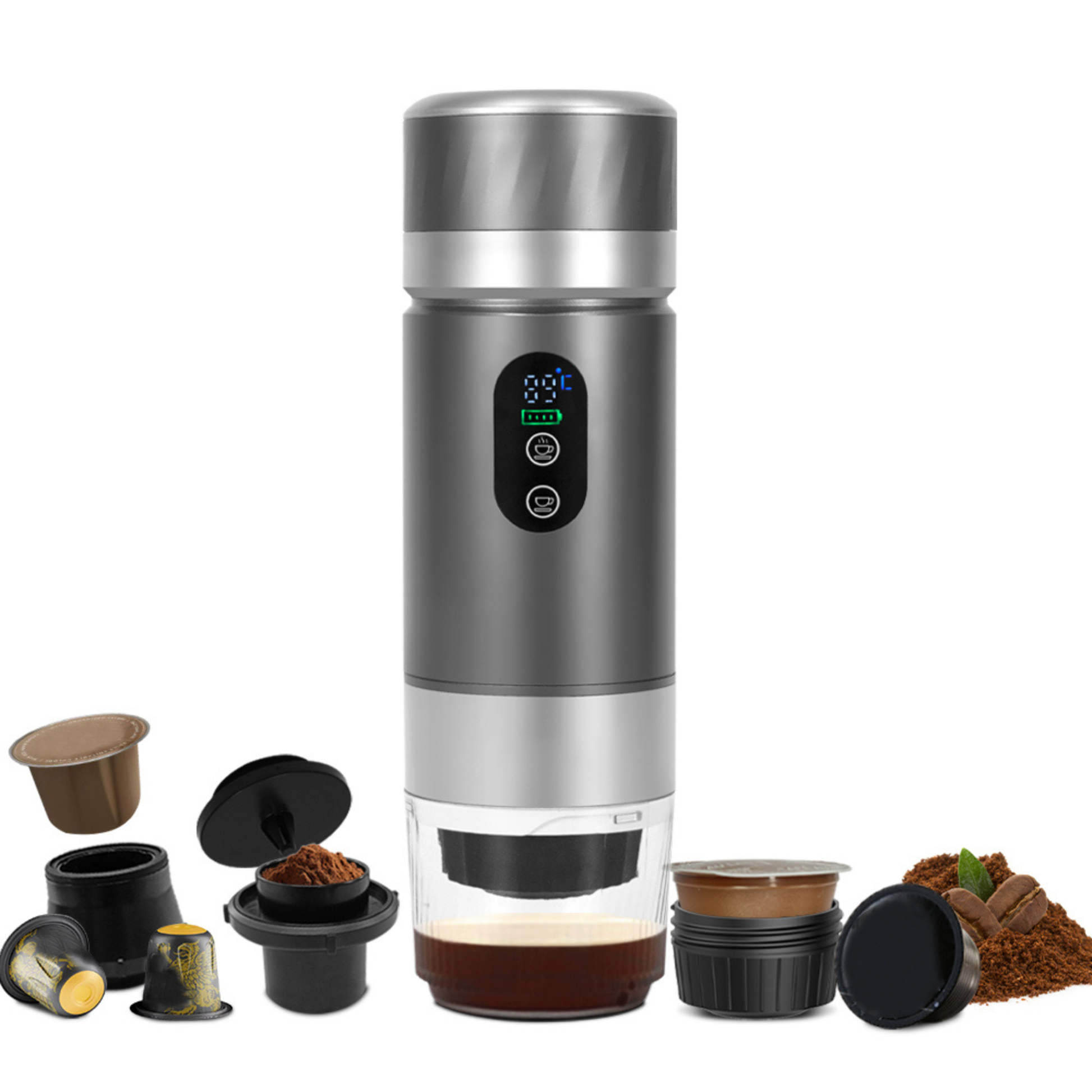 20 Bar portable coffee maker JN-03 preparing rich espresso with professional-style pressure extraction technology.