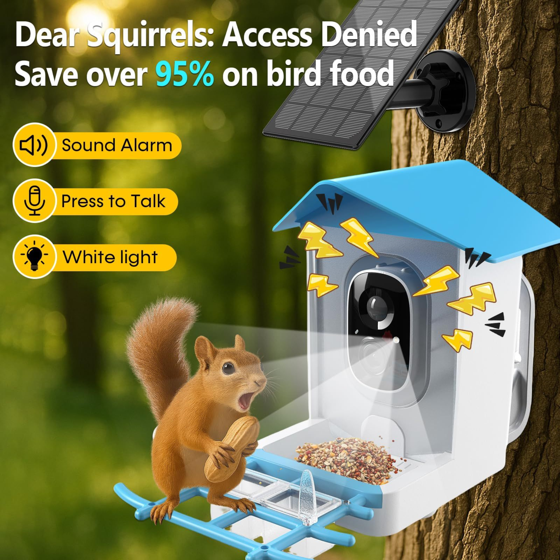 G02 bird feeder camera with solar power for outdoor use