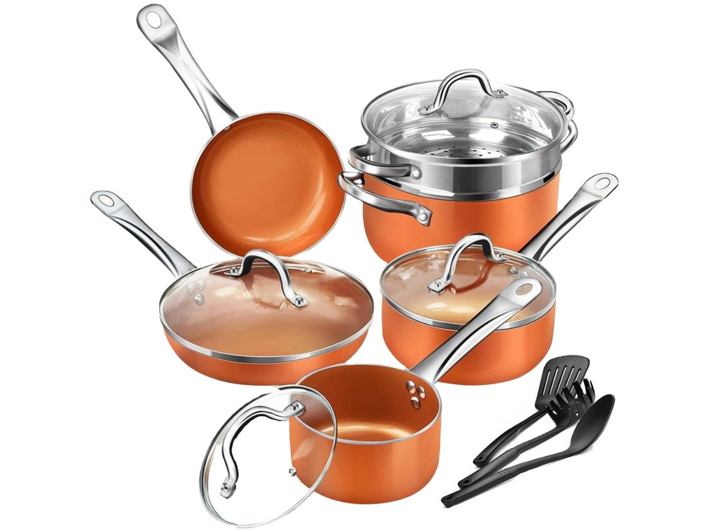 10pcs Aluminum Alloy Ceramic Cookware Set – Nonstick, Eco-Friendly Kitchen Tools