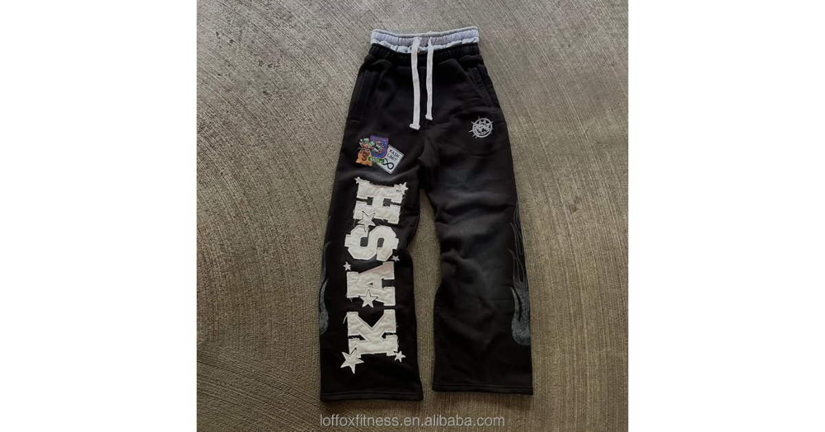 Baggy Wide Sweatpants Mens – Vintage Acid Washed Double Waist Oversized Loose Pants