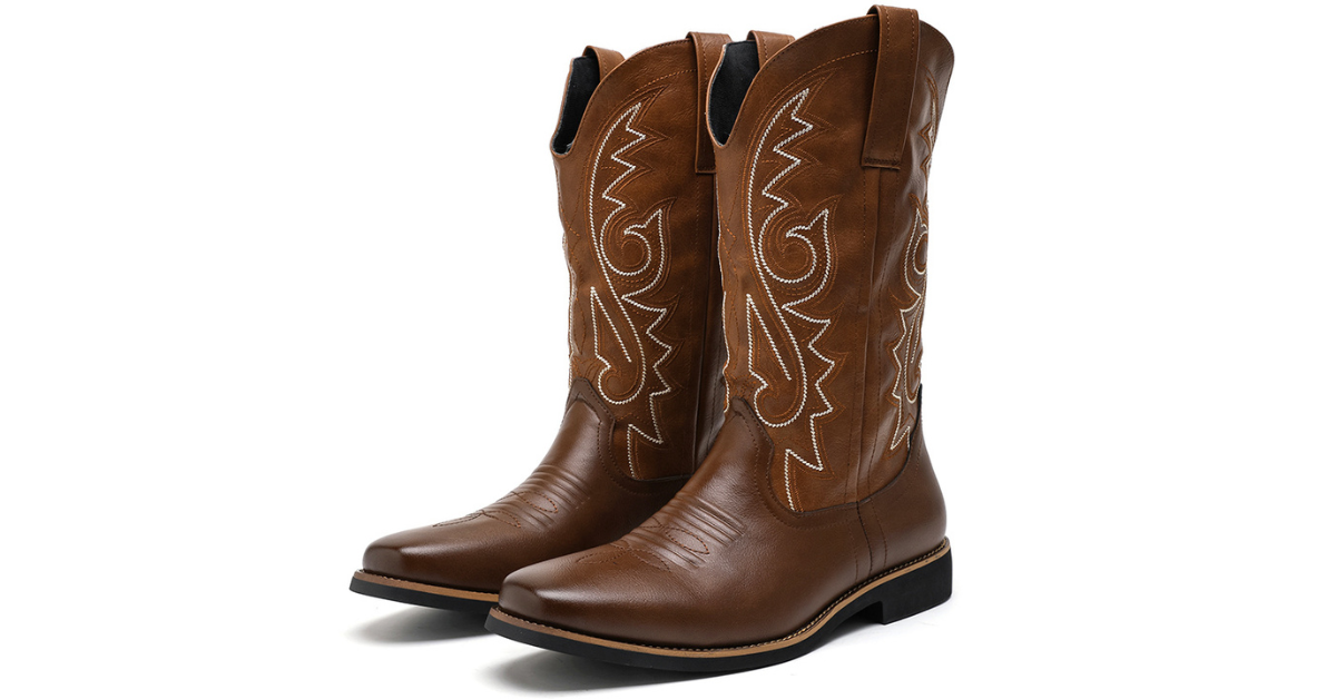 Mens Cowboy Boots 2025 | Retro PU Leather Western Style Boots