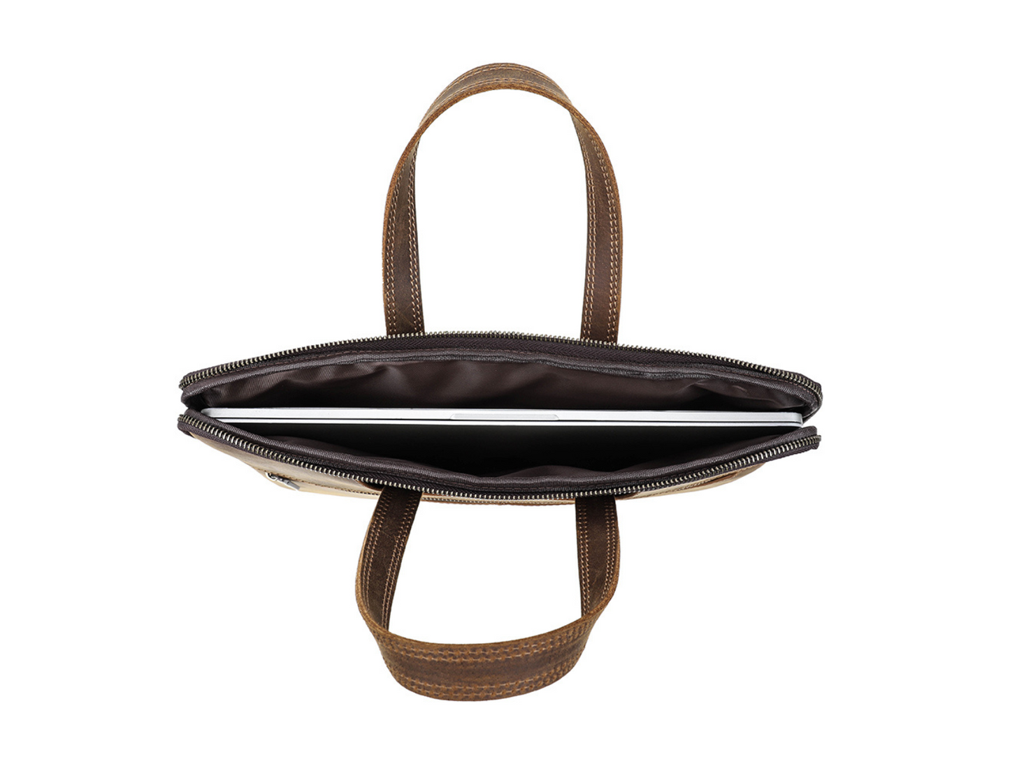 CONTACT’S FAMILY CF3009 — Genuine Leather 15 inch laptop sleeve (Vintage Slim Briefcase)