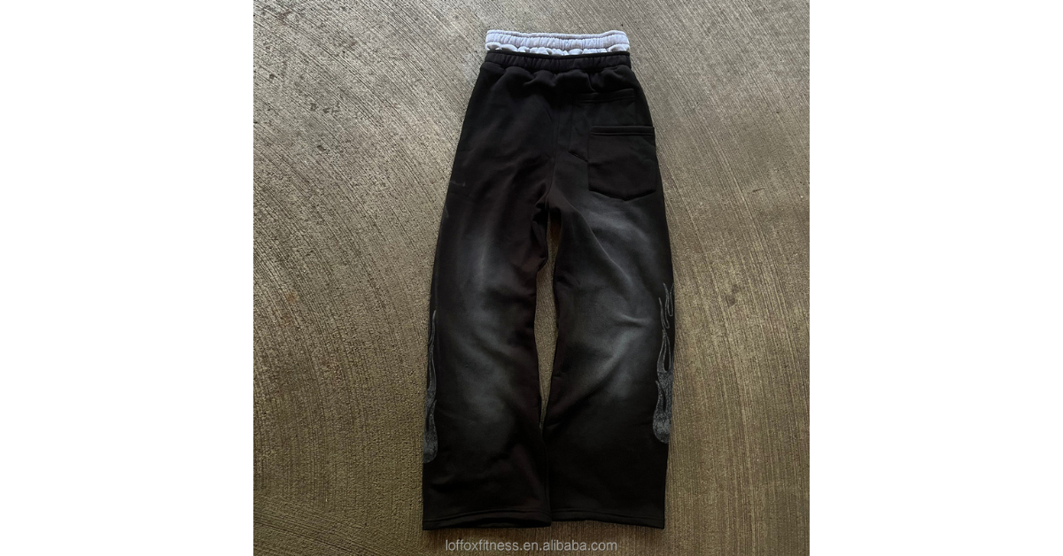 Baggy Wide Sweatpants Mens – Vintage Acid Washed Double Waist Oversized Loose Pants