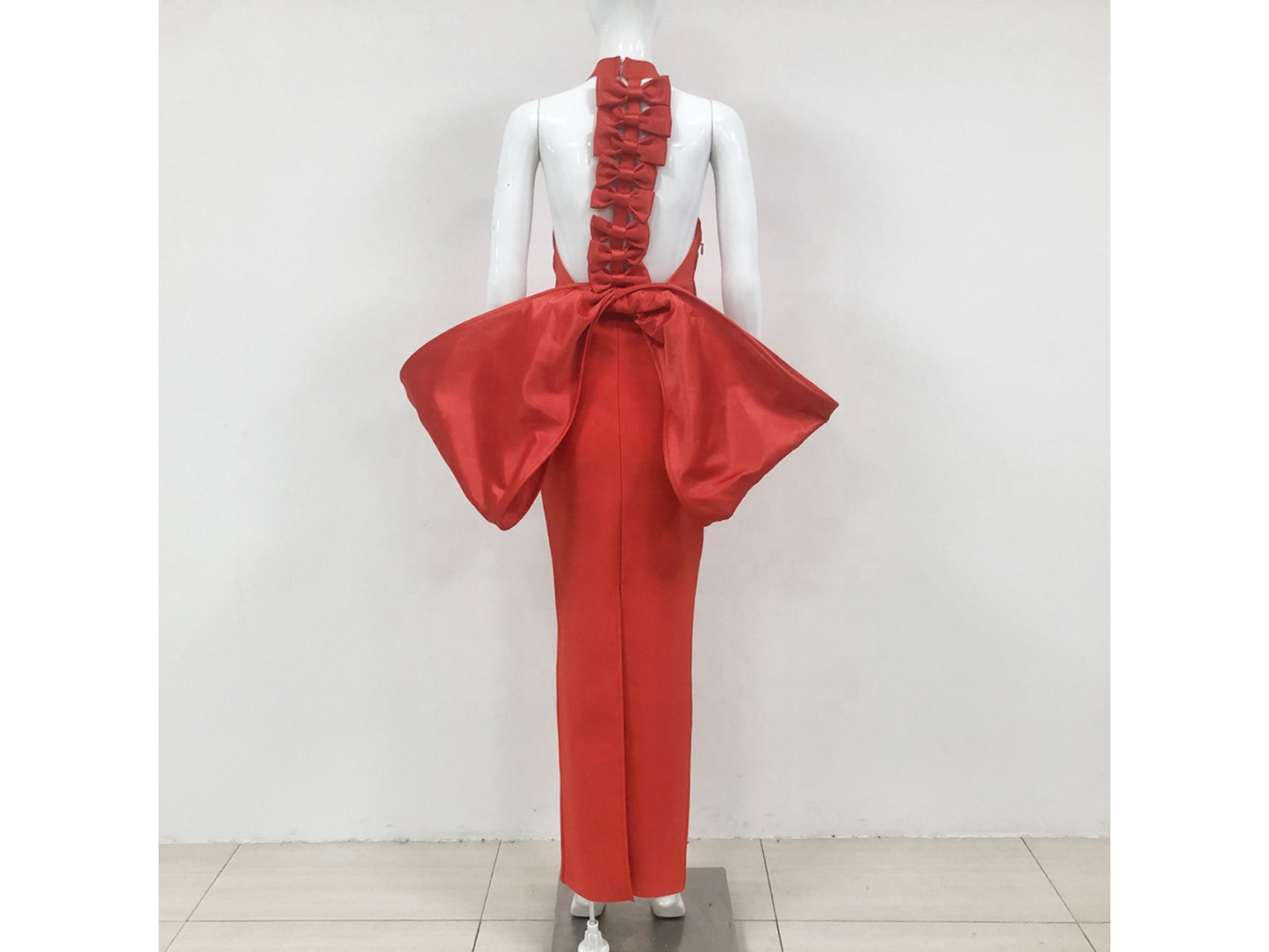 Custom Red Black Backless Bow Casual Club Dress – Elegant Sexy Red Maxi Dress for Women 2025