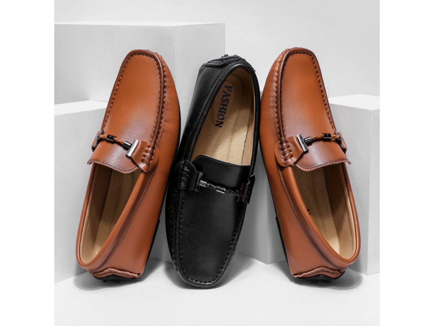 Men’s Black Leather Loafers | Slip-On Driving Shoes 2025