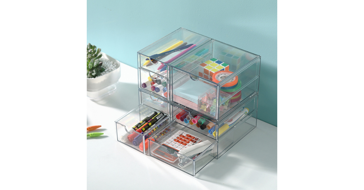 Modern desk organizer with office supplies