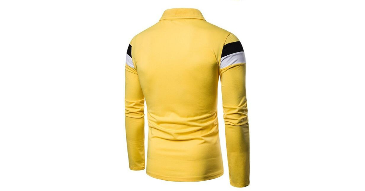 Men’s Slim Fit Polo Shirt – Classic Long Sleeve Patchwork