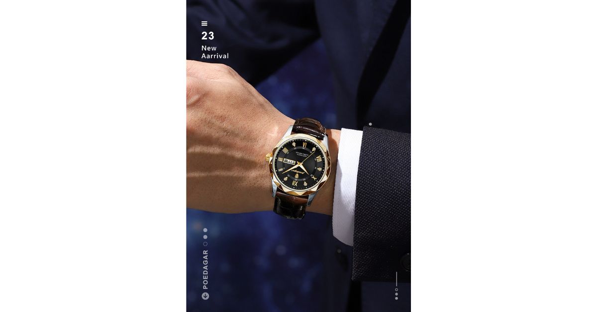 POEDAGAR 615 Luxury Leather Strap Men’s Watch – Waterproof & Elegant