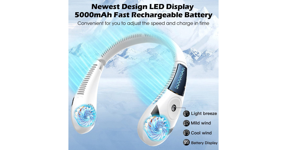 Foldable Rechargeable Bladeless Neck Fan – Hands-Free