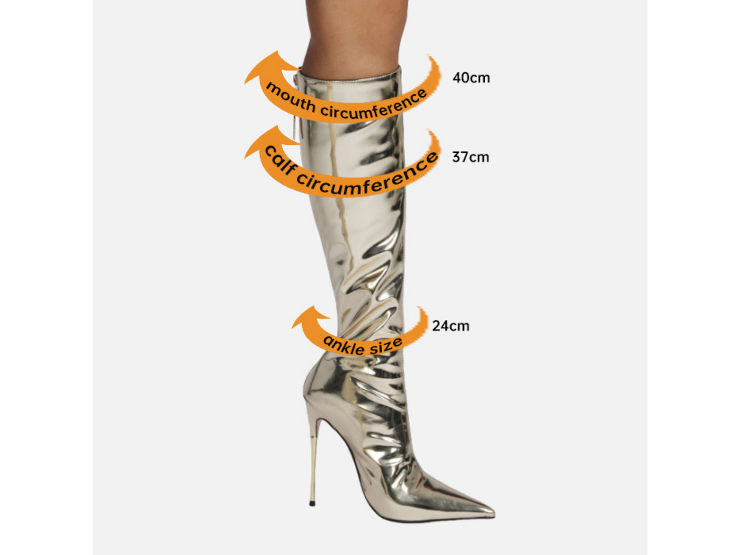 Botas De Mujer Metallic Knee-High Boots - Pointed Toe Stiletto Heels