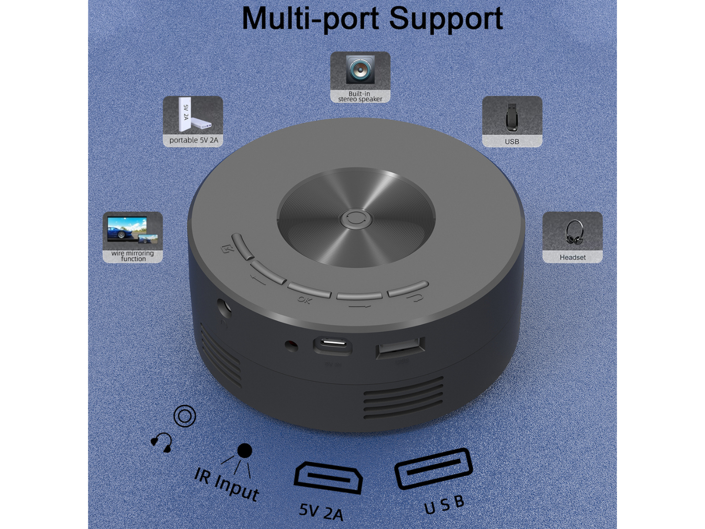 Tiny Style YT200 Mini Portable Projector – Pocket-Sized LCD Projector with Built-In Speakers