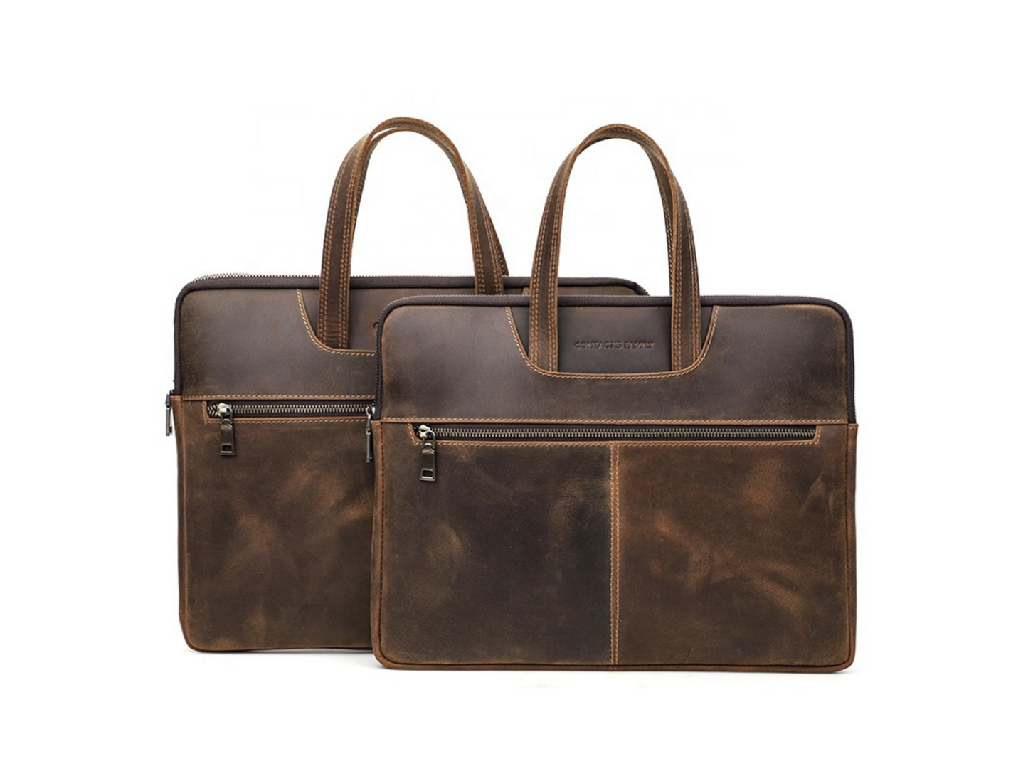 CONTACT’S FAMILY CF3009 — Genuine Leather 15 inch laptop sleeve (Vintage Slim Briefcase)