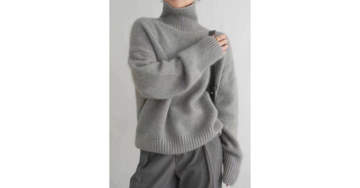 Oversized Turtleneck Sweater Women – Thick Wool Blend Korean Style Knit Pullover, Warm Winter Sweater