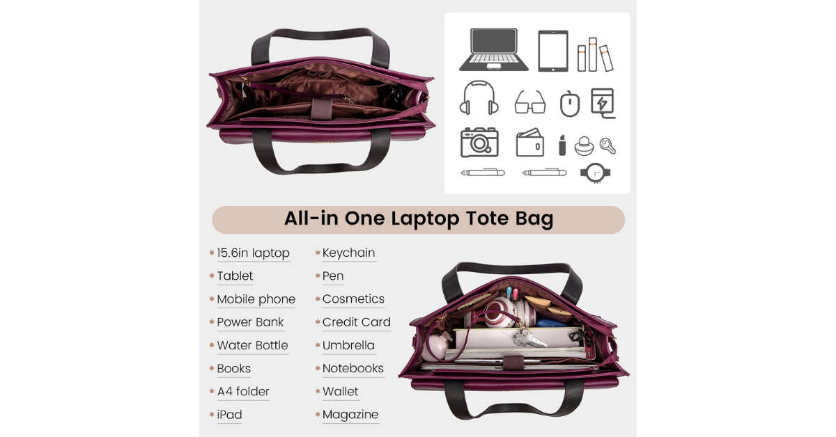LOVEVOOK Leather Laptop Purse for Women