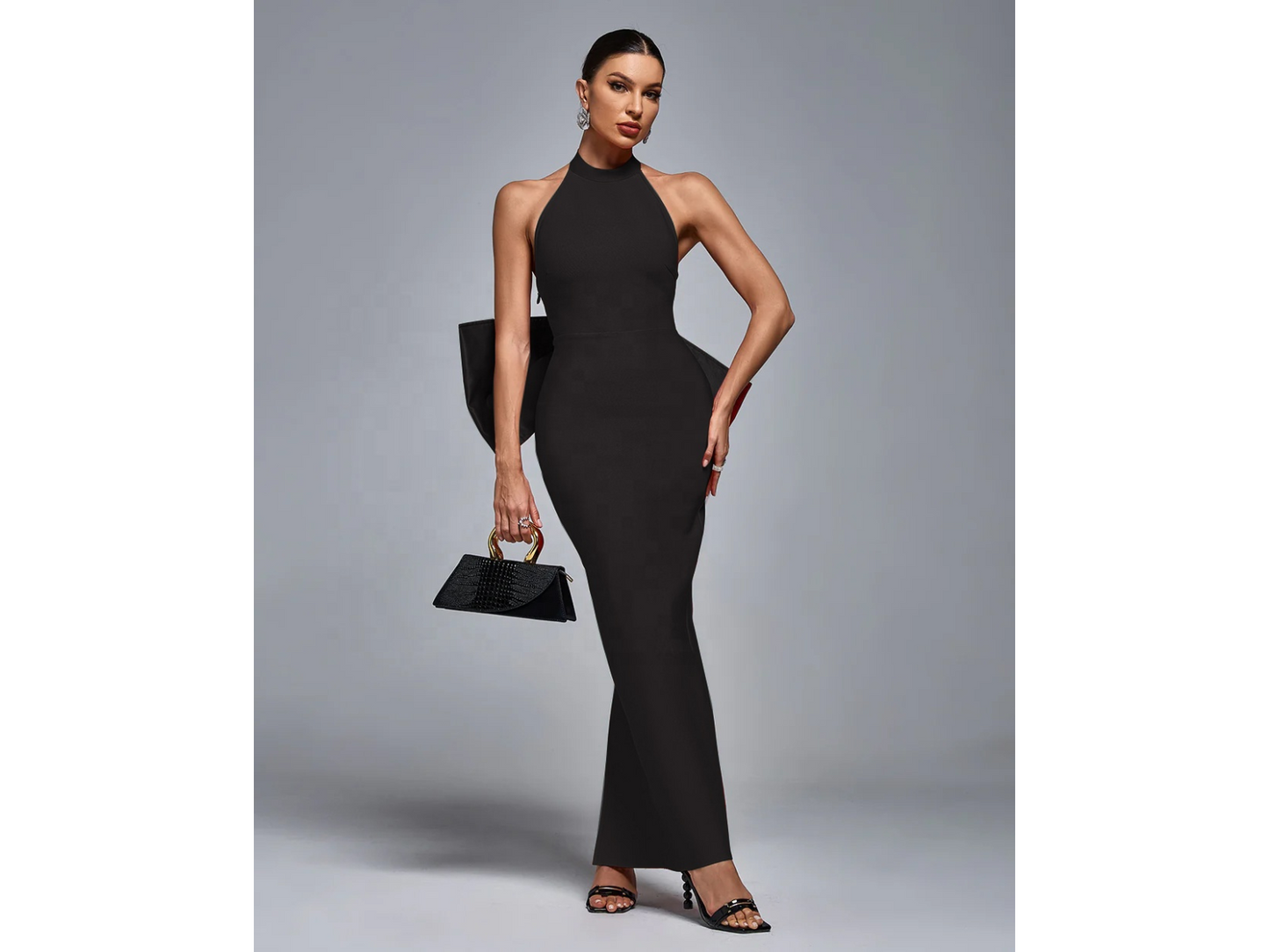 Custom Red Black Backless Bow Casual Club Dress – Elegant Sexy Red Maxi Dress for Women 2025