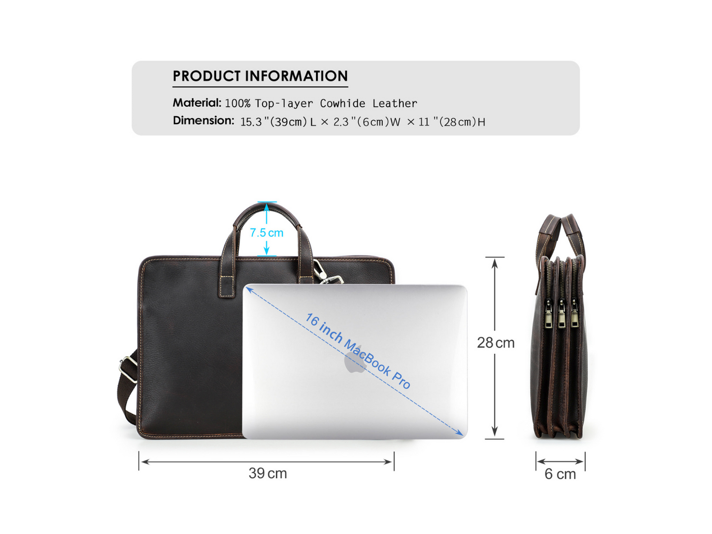 Marrant 5013 Genuine Leather Laptop Bag for Men – 17 Inch Business Briefcase