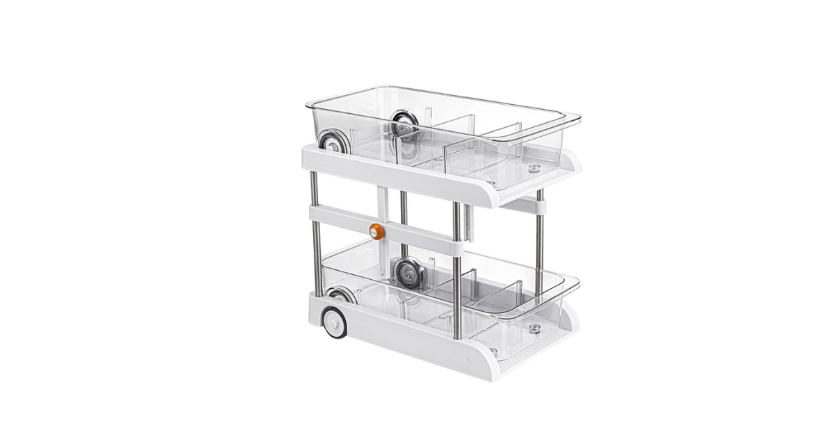 Adjustable Double-Tier Under Sink Organizer with Pull-Out Drawer – Kitchen & Bathroom Cabinet Storage Rack