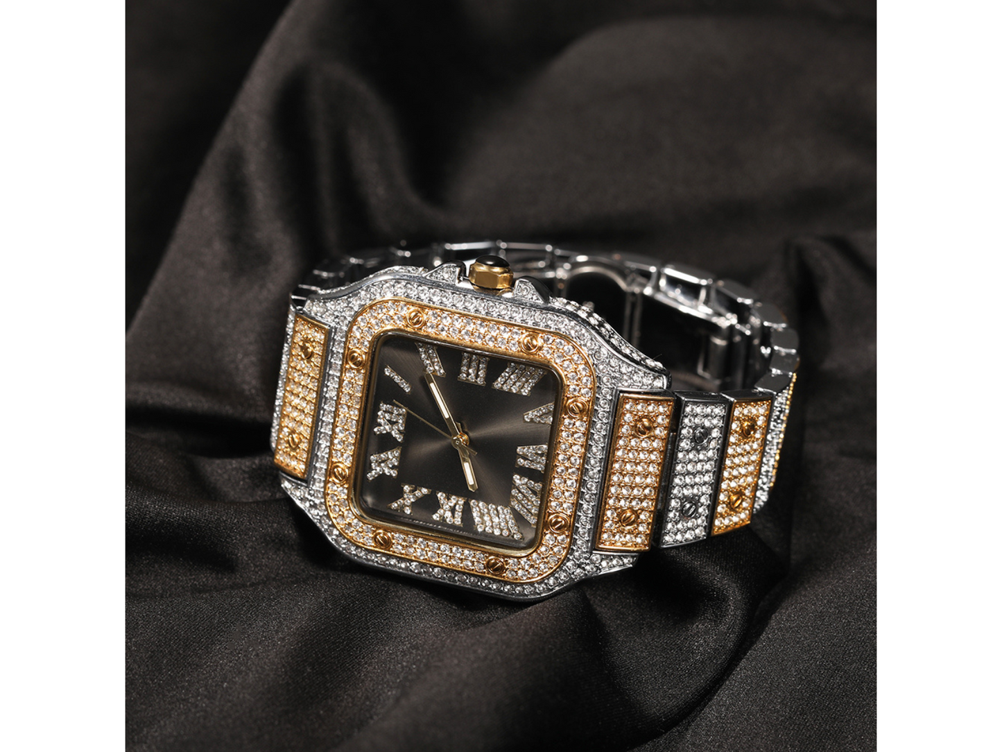 UWIN Two Tone Luxury Watch – Men & Women’s Square Dial Iced Out Style