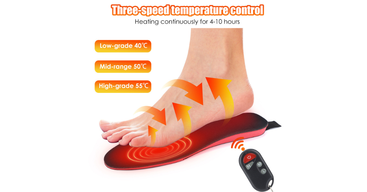 USB Rechargeable Heated Insoles with Remote Control for Winter Comfort