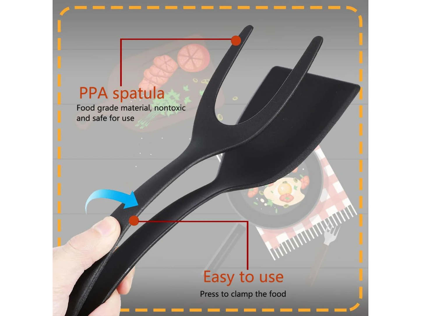 New 2 in 1 Grip Flip Spatula Tongs – Non-Stick Nylon Cooking Tool