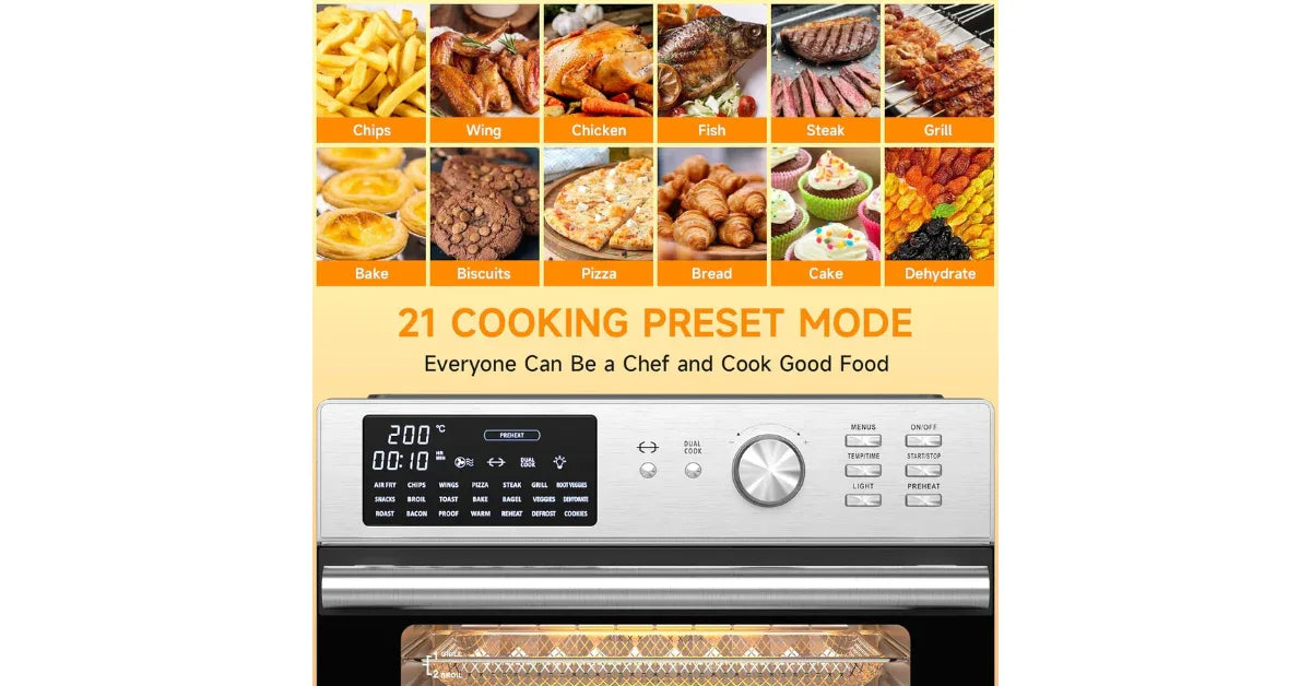 ECOWELL 30L Air Fryer Toaster Oven Combo – 21-in-1 Multifunction Countertop Oven - vitaliqa