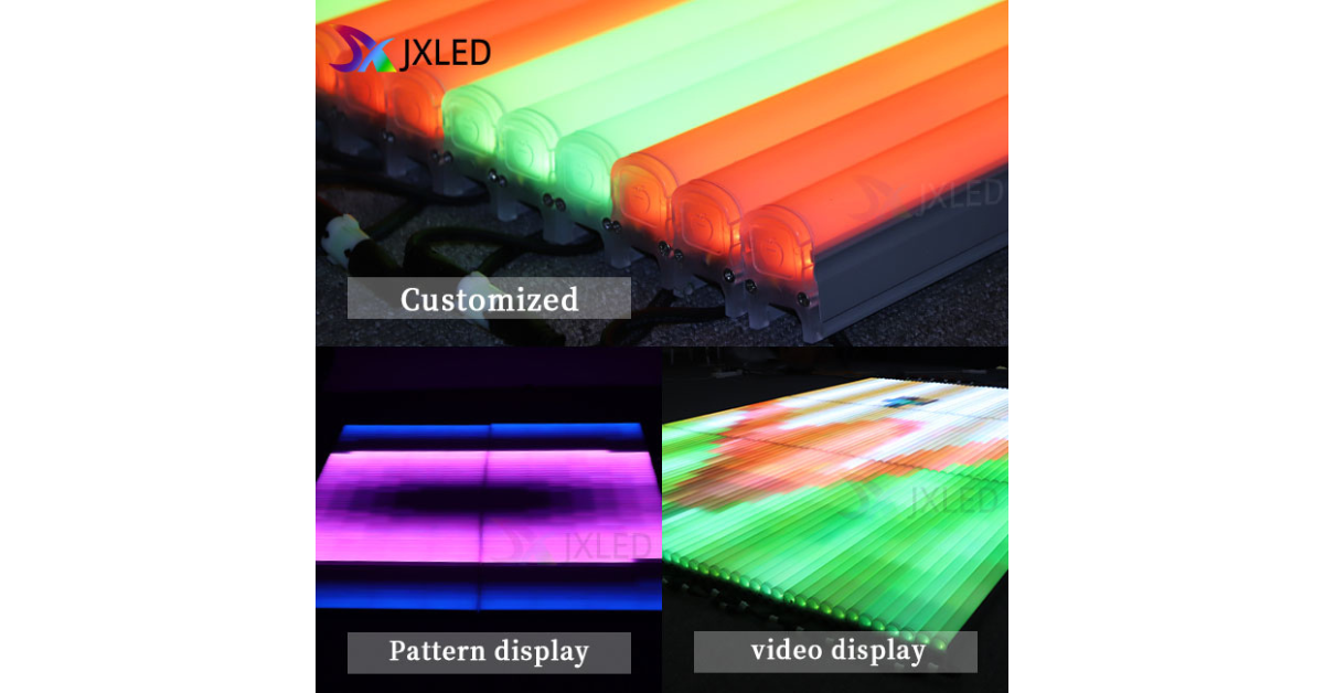 Addressable LED Pixel Tube Light on building facade