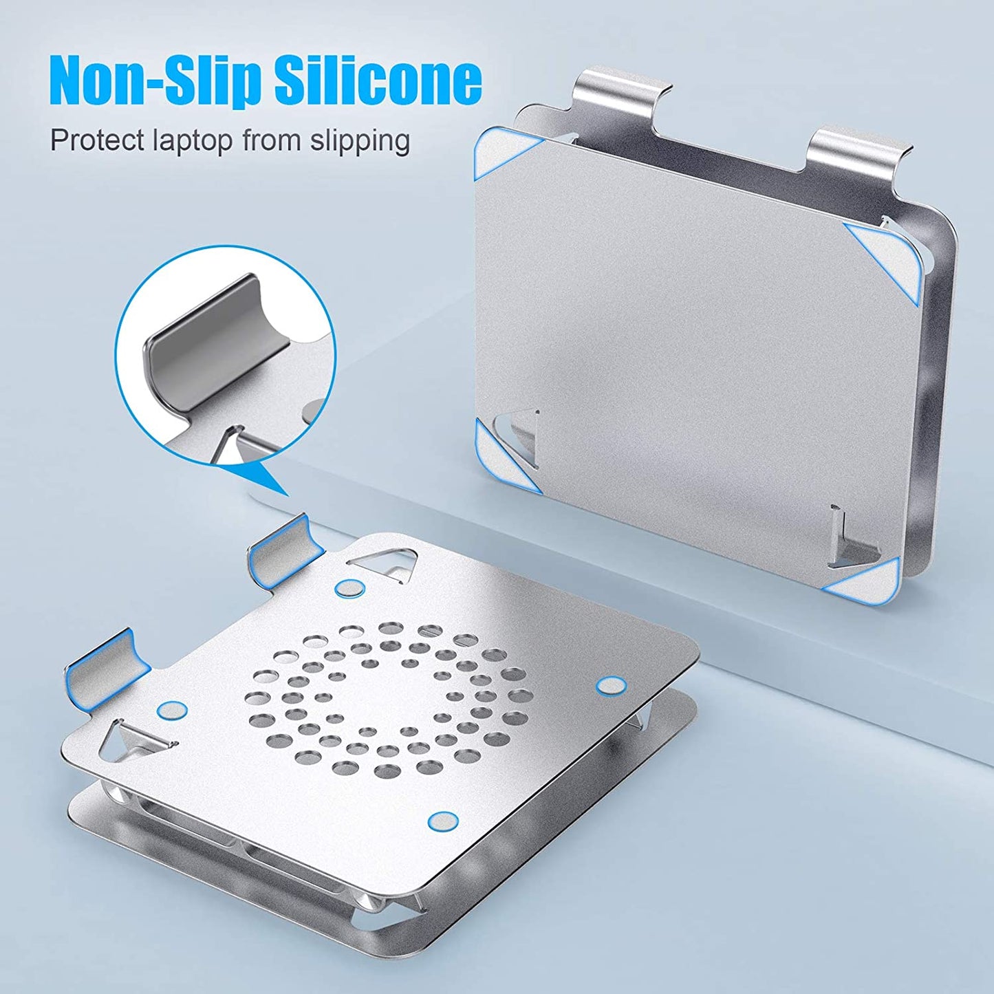 adjustable aluminium laptop stand on desk
