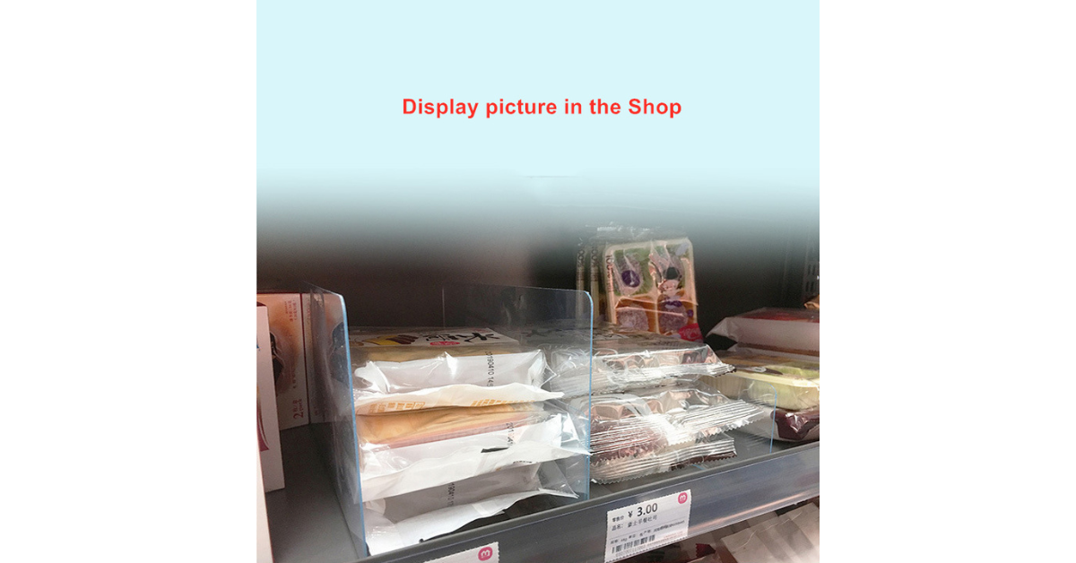 adjustable shelf divider separating sweaters