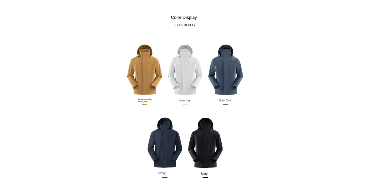 Side view showing adjustable hood and zipper