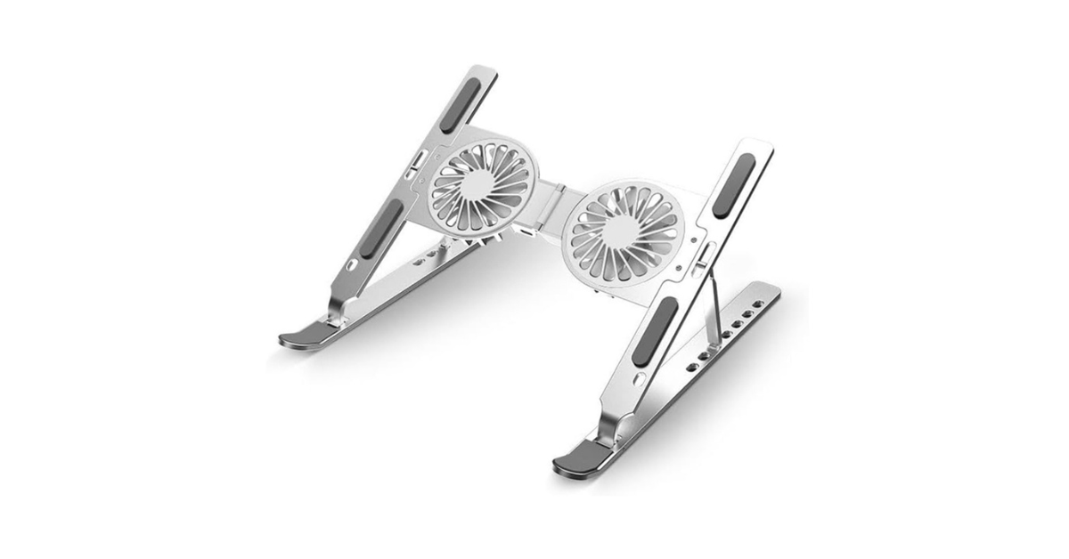 adjustable laptop stand for desk with cooling fans