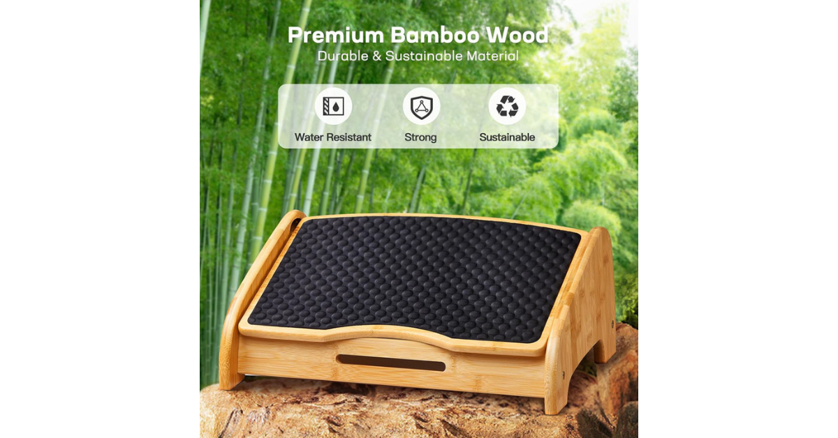 adjustable foot rest under desk bamboo