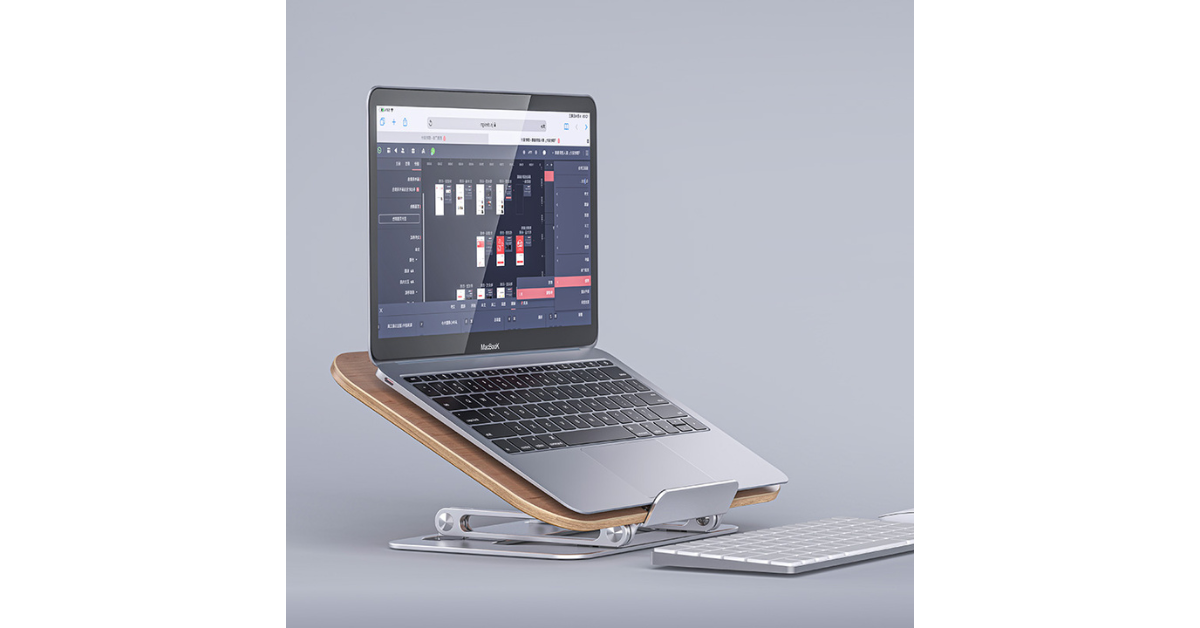 aluminum laptop stand with walnut top