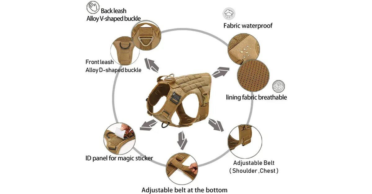 Heavy Duty Training Nylon Tactical Adjustable Dog Harness (Calming Pet Vest for Dogs) - vitaliqa