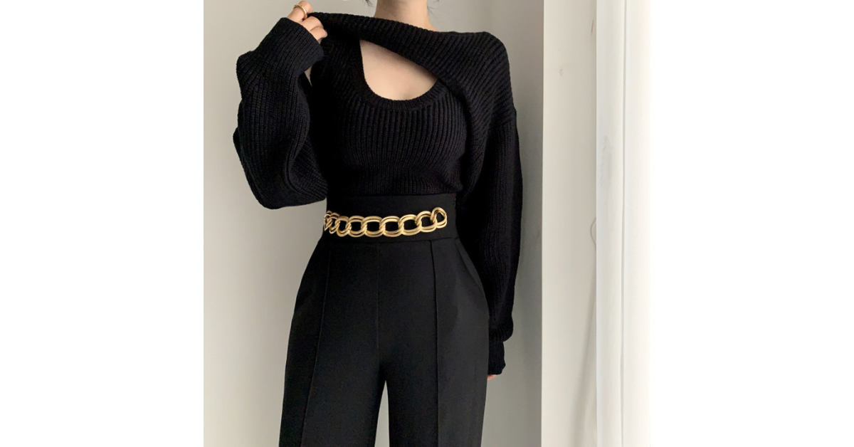 solid color knit set fashion