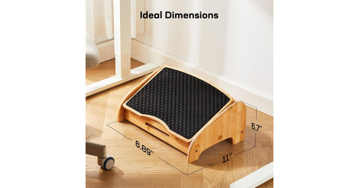 bamboo ergonomic foot rest under desk