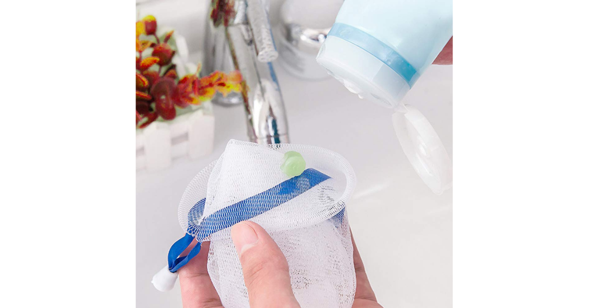 nylon cotton soap pouch close up