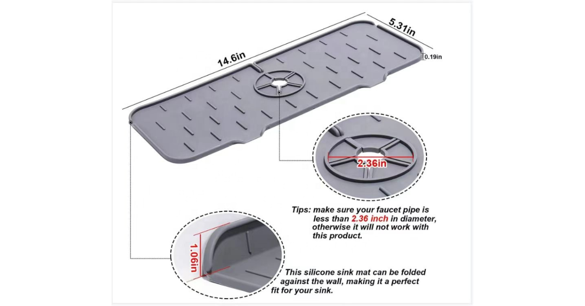 bathroom sink splash guard mat