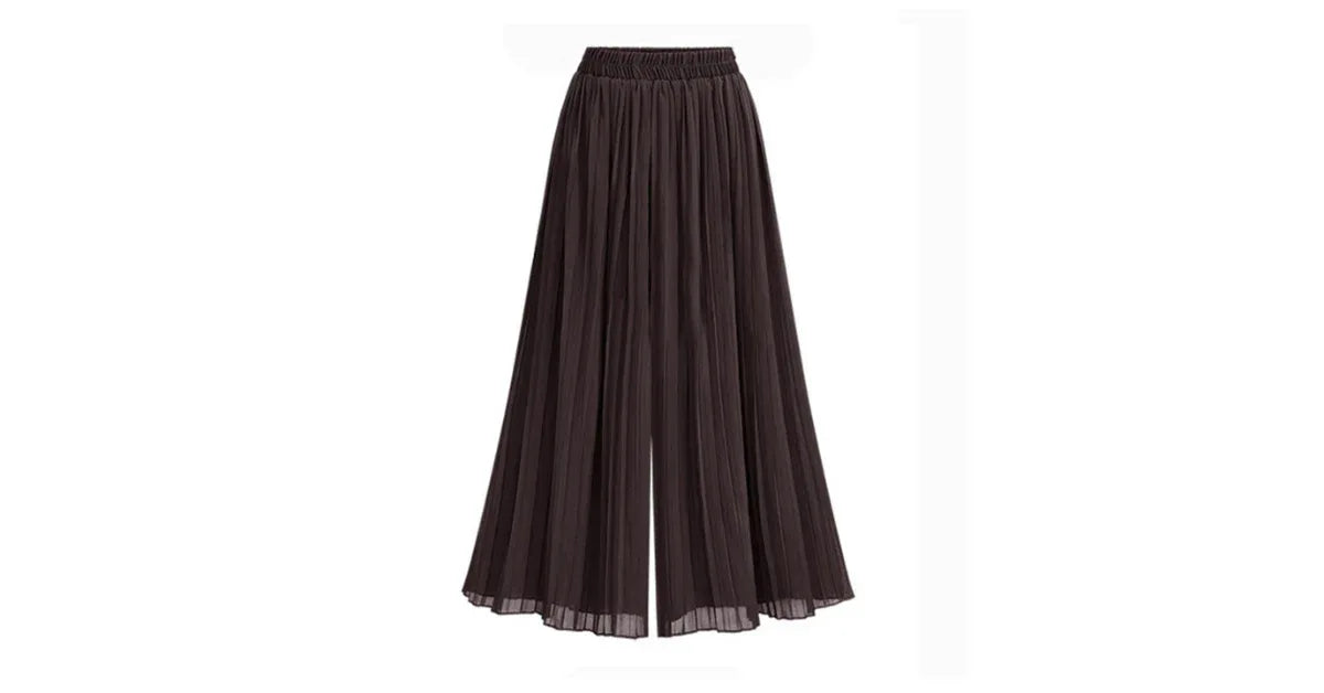Women Chiffon Pleated Wide Leg Plus Size Pants – Flowing Comfort & Summer Style - vitaliqa