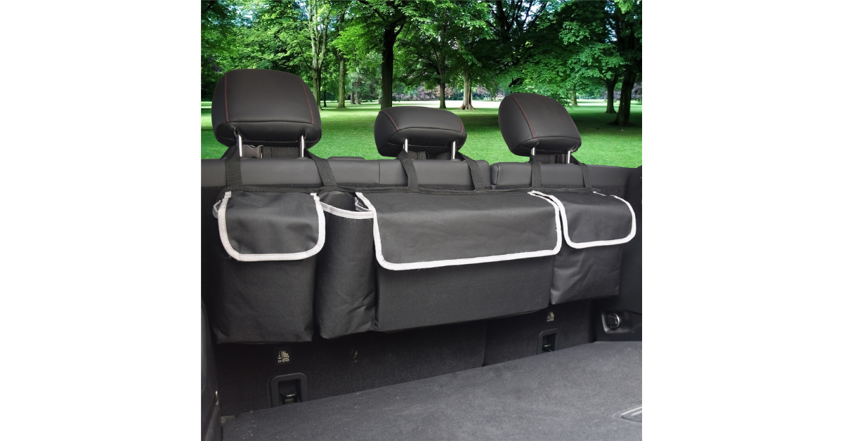 car trunk organizer installed in suv