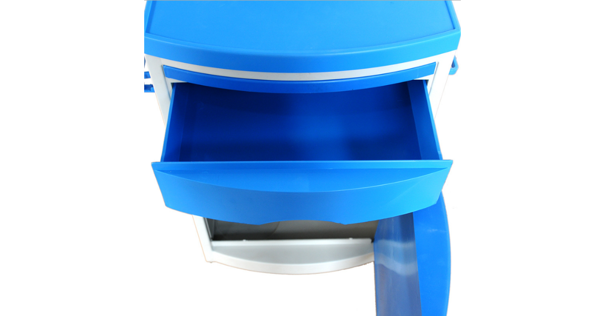 blue bedside storage cabinet with table top for meals and electronics