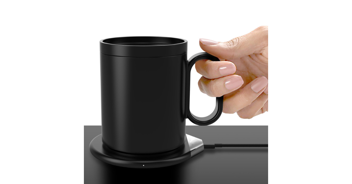 Cozy home office coffee warmer aesthetic