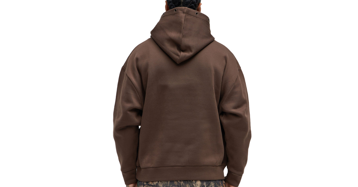 Thick fleece hoodie with hood up