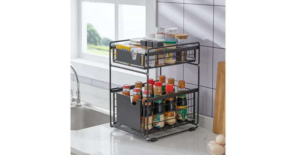 Multi-Functional Drawer Foldable Spice Rack – Kitchen Organizer - vitaliqa